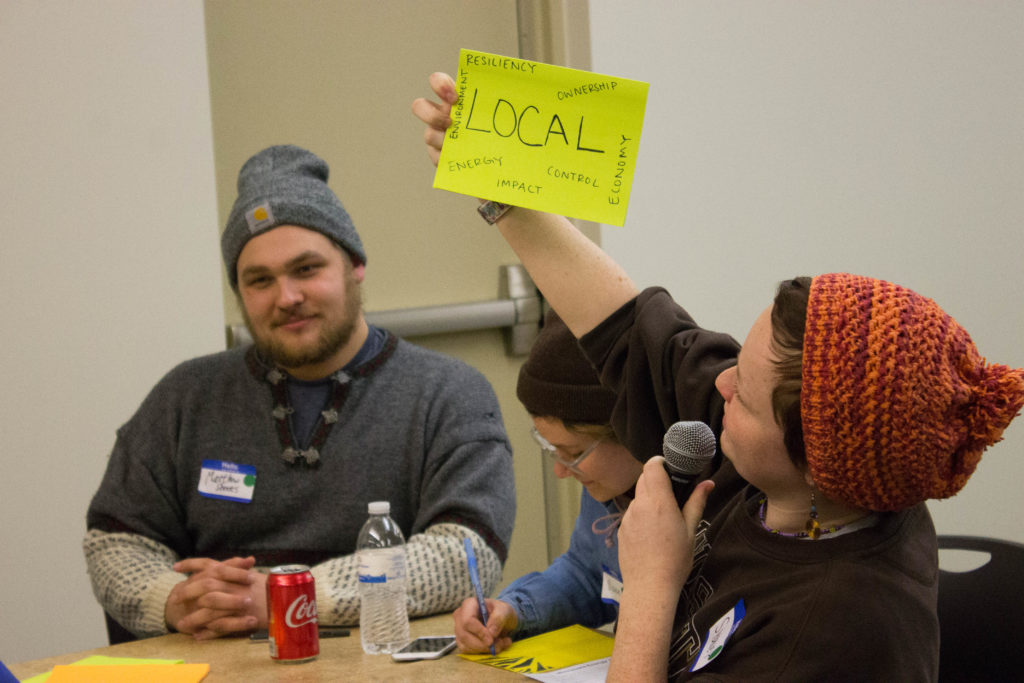 Sydney Bauer holds her plan to achieve a sustainable future in Morris